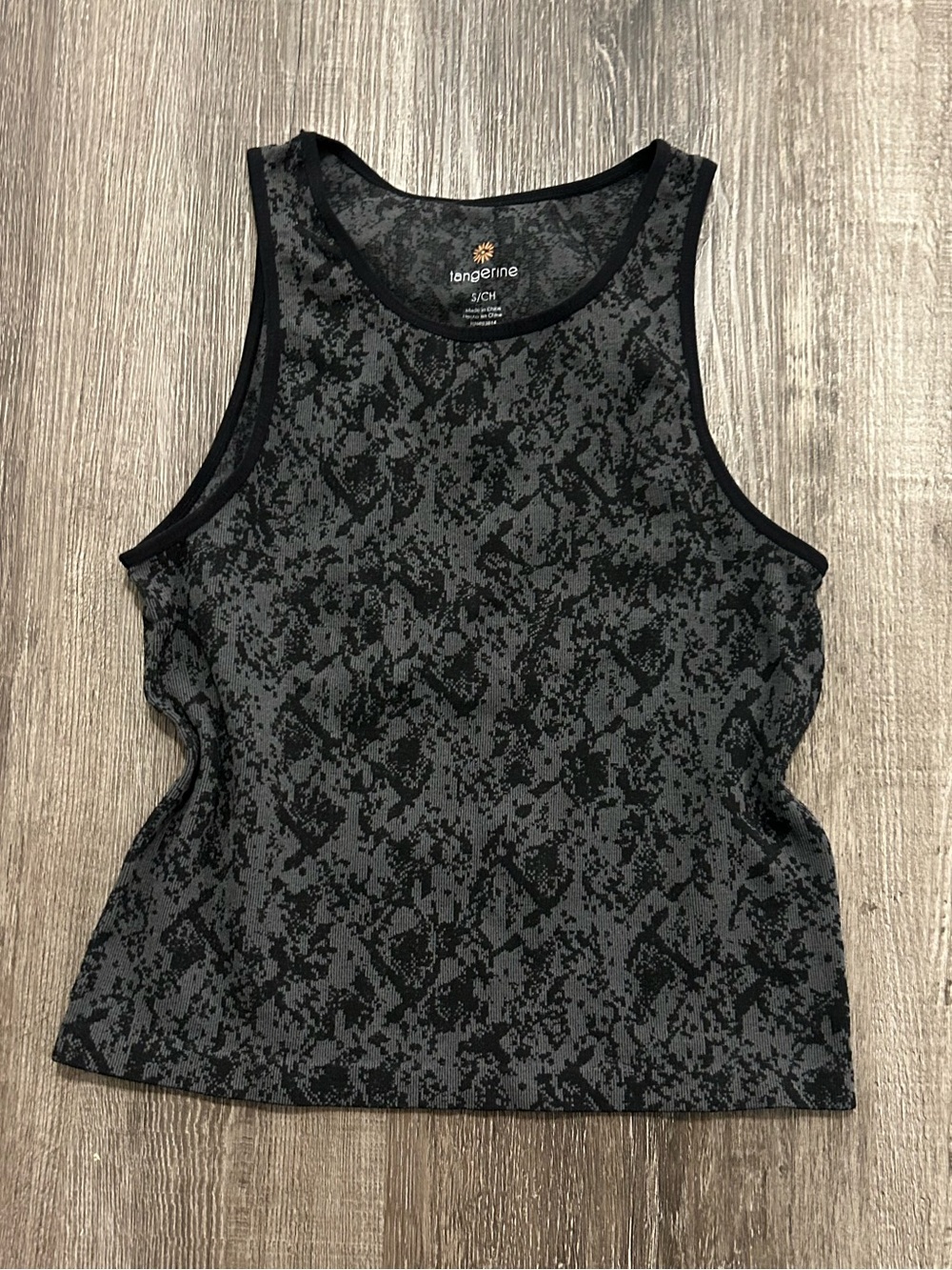 Tangerine Black & Charcoal Patterned Tank Top